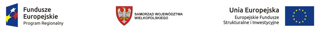po lewej logo fundusze europejskie program regionalny, na środku logo samorządu województwa wielkopolskiego, po prawej logo unia eropejska, europejskie fundusze strukturalne i inwestycyjne